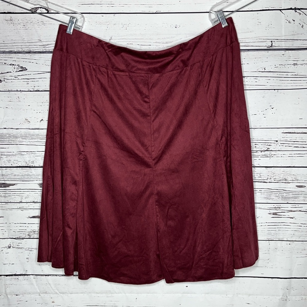 Serengeti NWOT Size 2X Burgundy Faux Suede A-Line Skirt